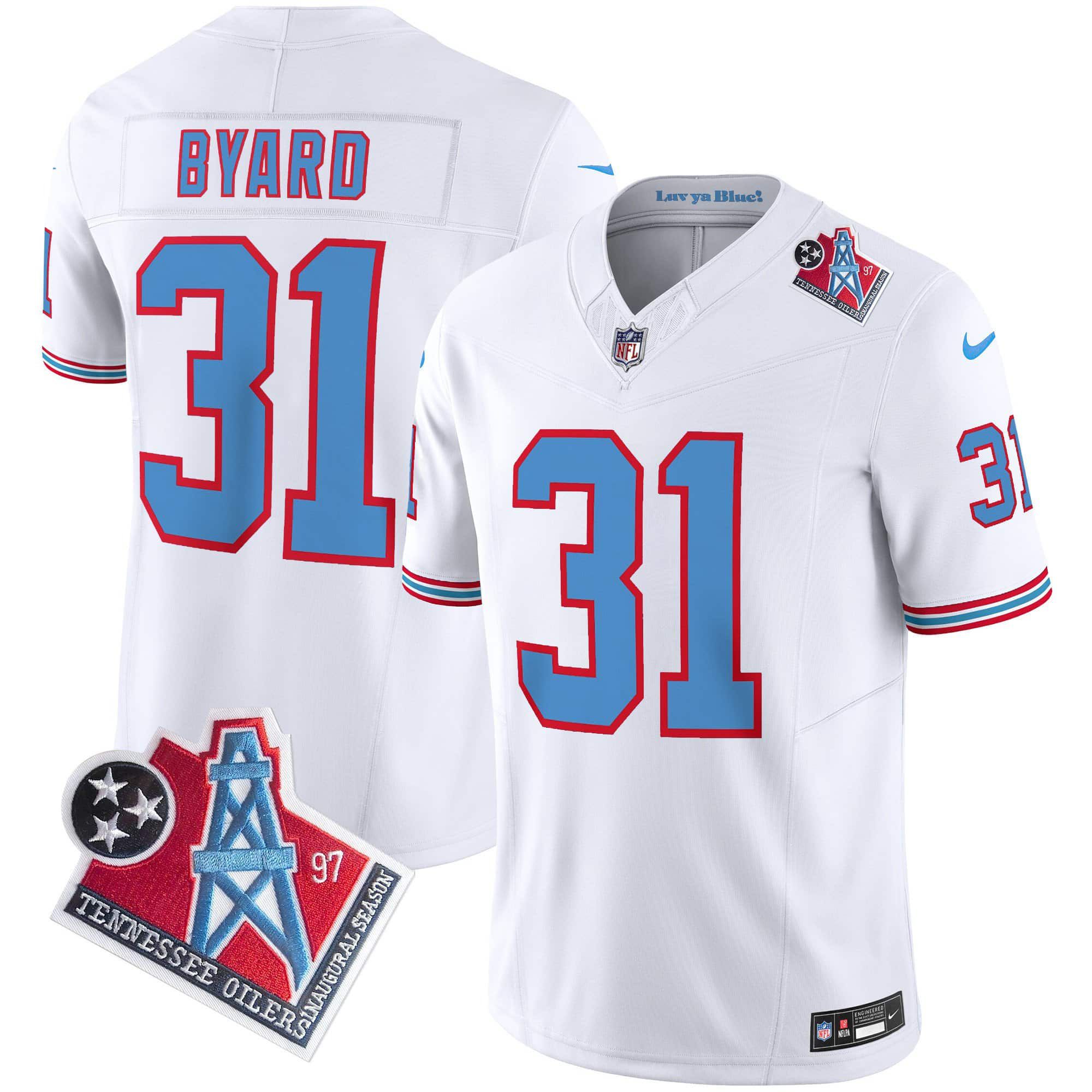 Men Tennessee Titans #31 Byard White 1997 Throwback 2024 Nike Limited Vapor NFL Jersey